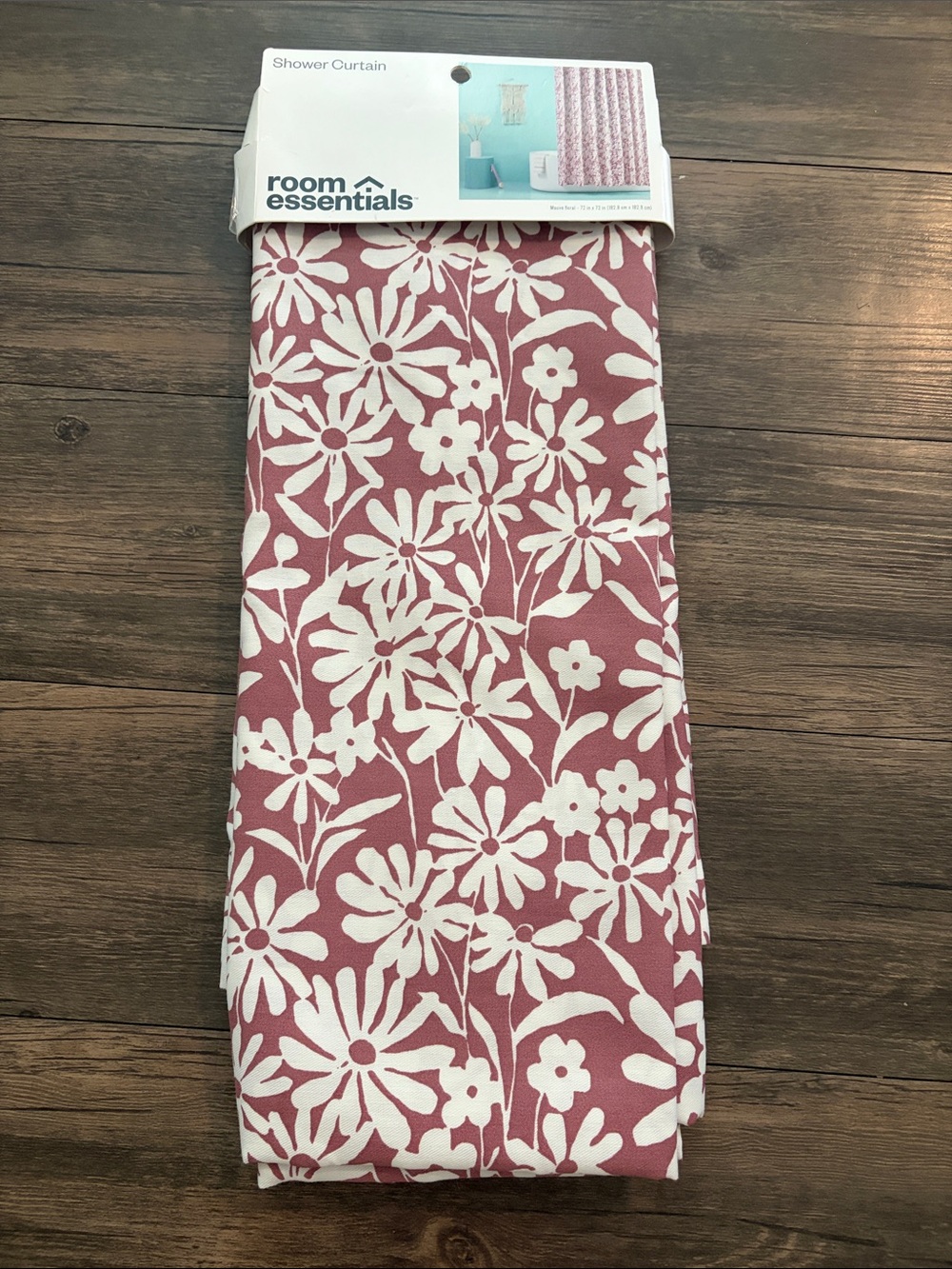 Room Essentials Mauve and White Floral Shower Curtain Panel